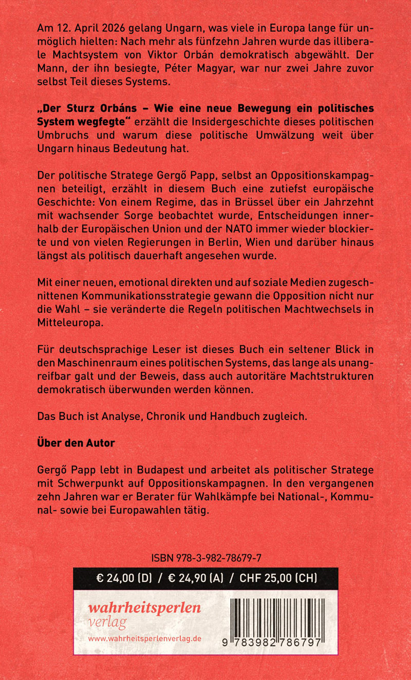 Der Sturz Orbans Backcover Backcover des Buches "Der Sturz Orbans"